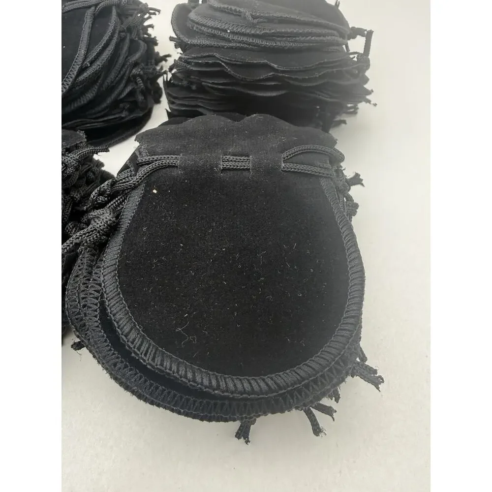 100 pcs Small Black Velvet Jewelry Gift Favors Party String Bag Pouch 2.5
